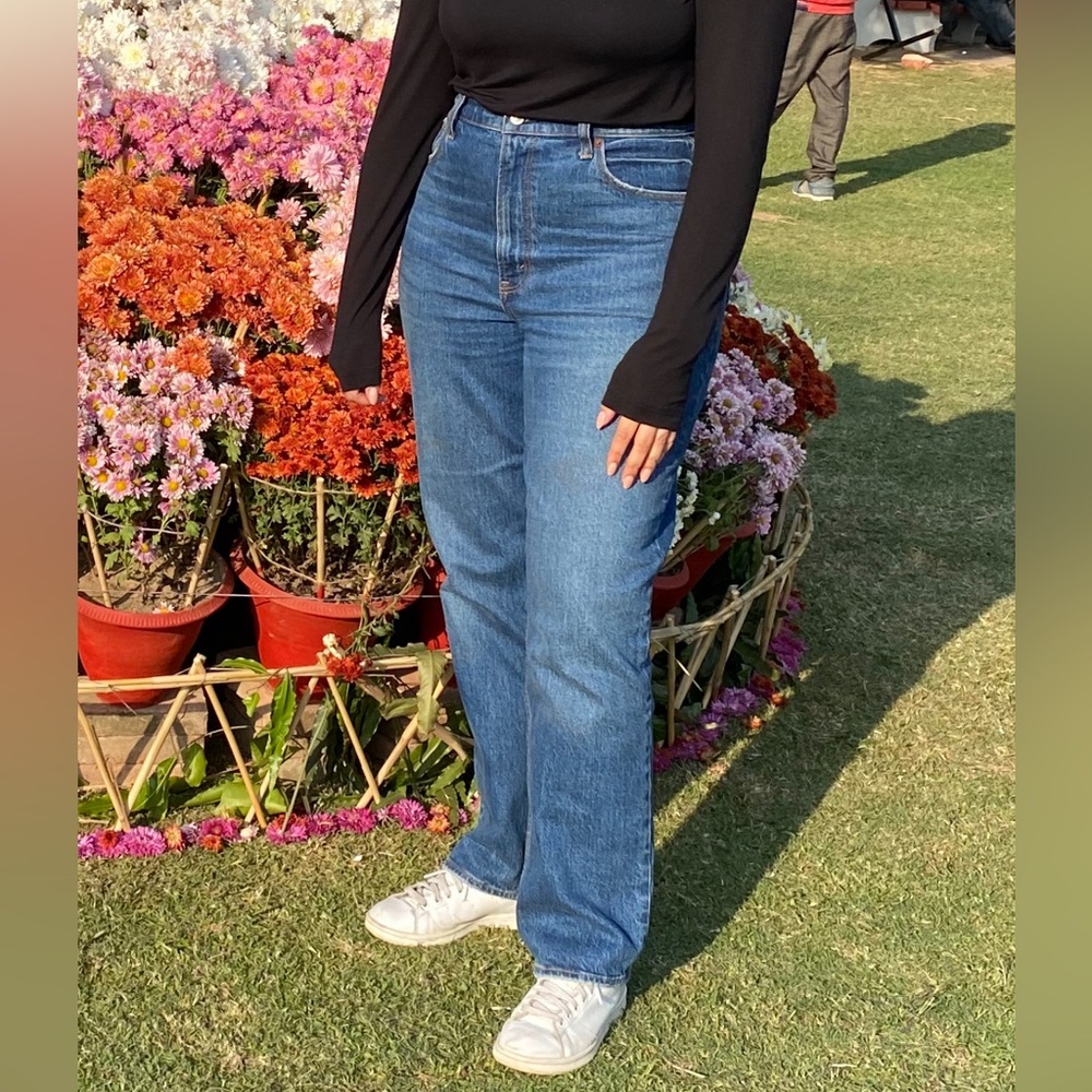 Deep Blue High Rise Straight Jeans for Curvy Bodies